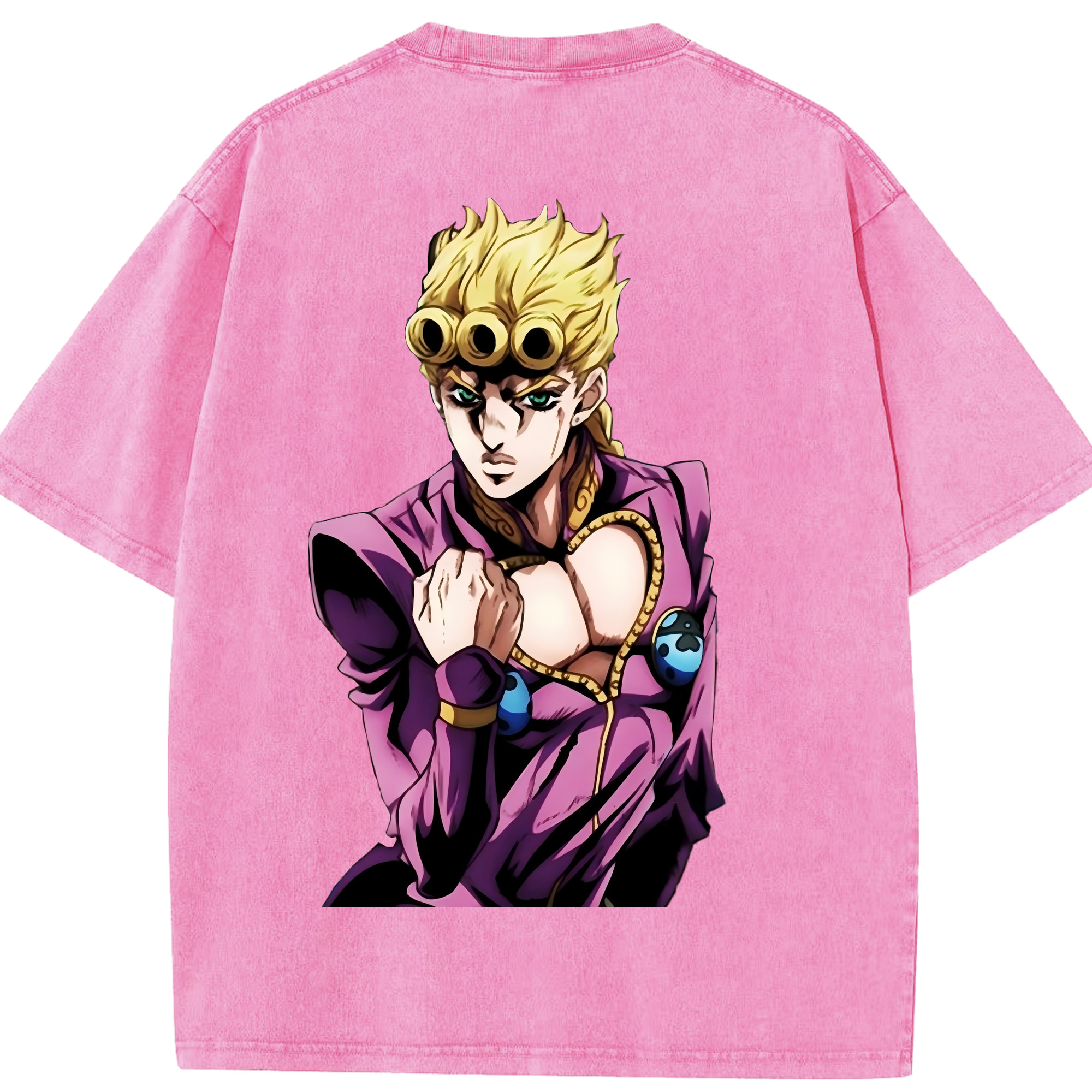 （画像用） ジョジョの奇妙な冒険 ジョルノ?ジョバァーナ JoJo's Bizarre Adventure Giorno Giovanna 綿100% ヴィンテージ風 半袖Tシャツ（背面プリント）